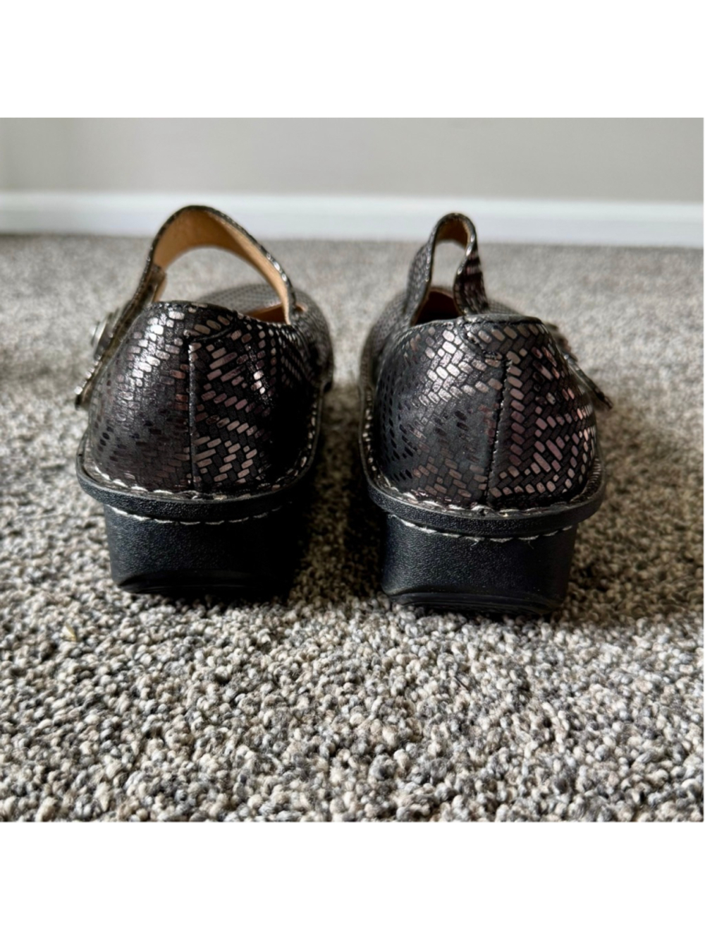 ALEGRIA Paloma Sz 10/EU 40 Pewter Dazzler Leather Mary Jane Shoes - Picture 10 of 13